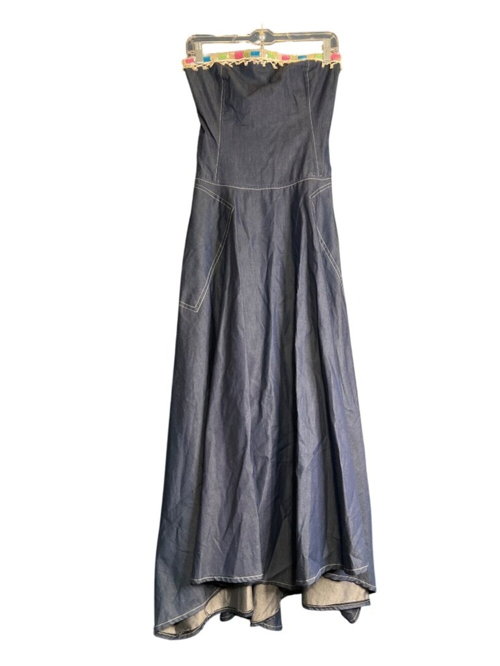 Vintage Strapless Denim Maxi Dress By In Love Paris - Picture 13 of 13